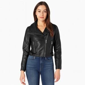 BlankNYC Women's Moto Jacket Size S Black Vegan Leather Cropped Biker Streetwear